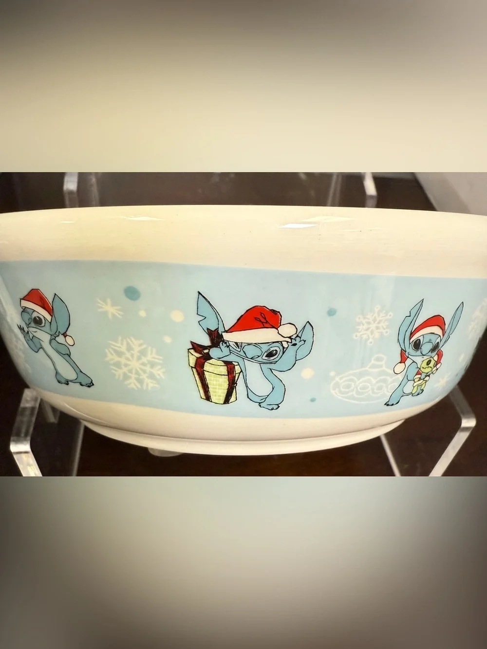 Disney Lilo & Stitch Ceramic Pet Cat Dog Food Bowl Non Slip Rubber Feet Santa